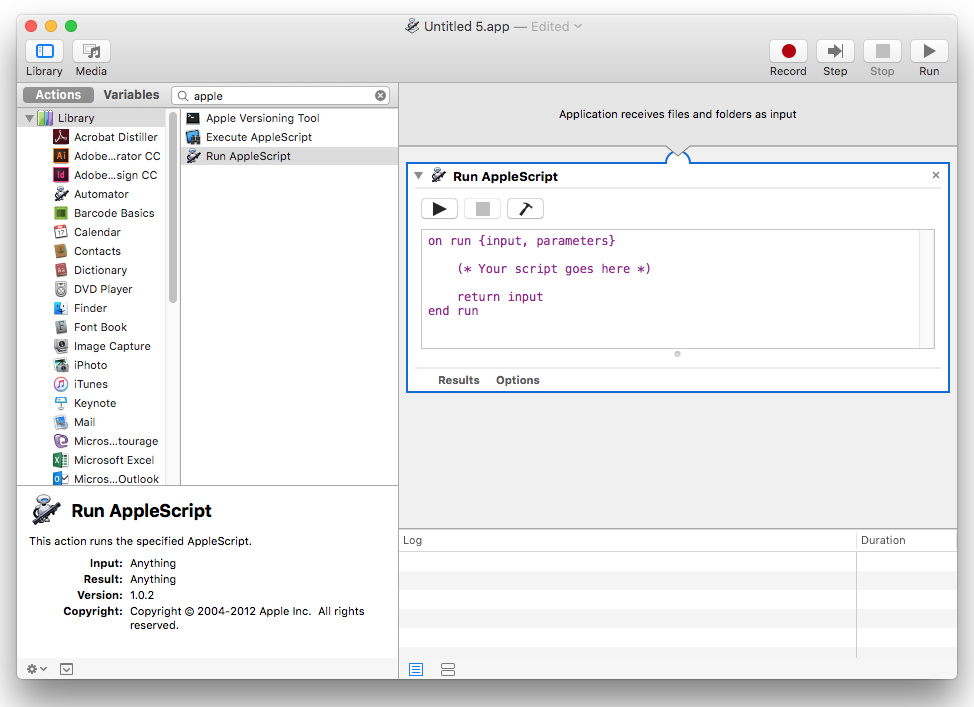 Convert vbs to applescript or automator for mac